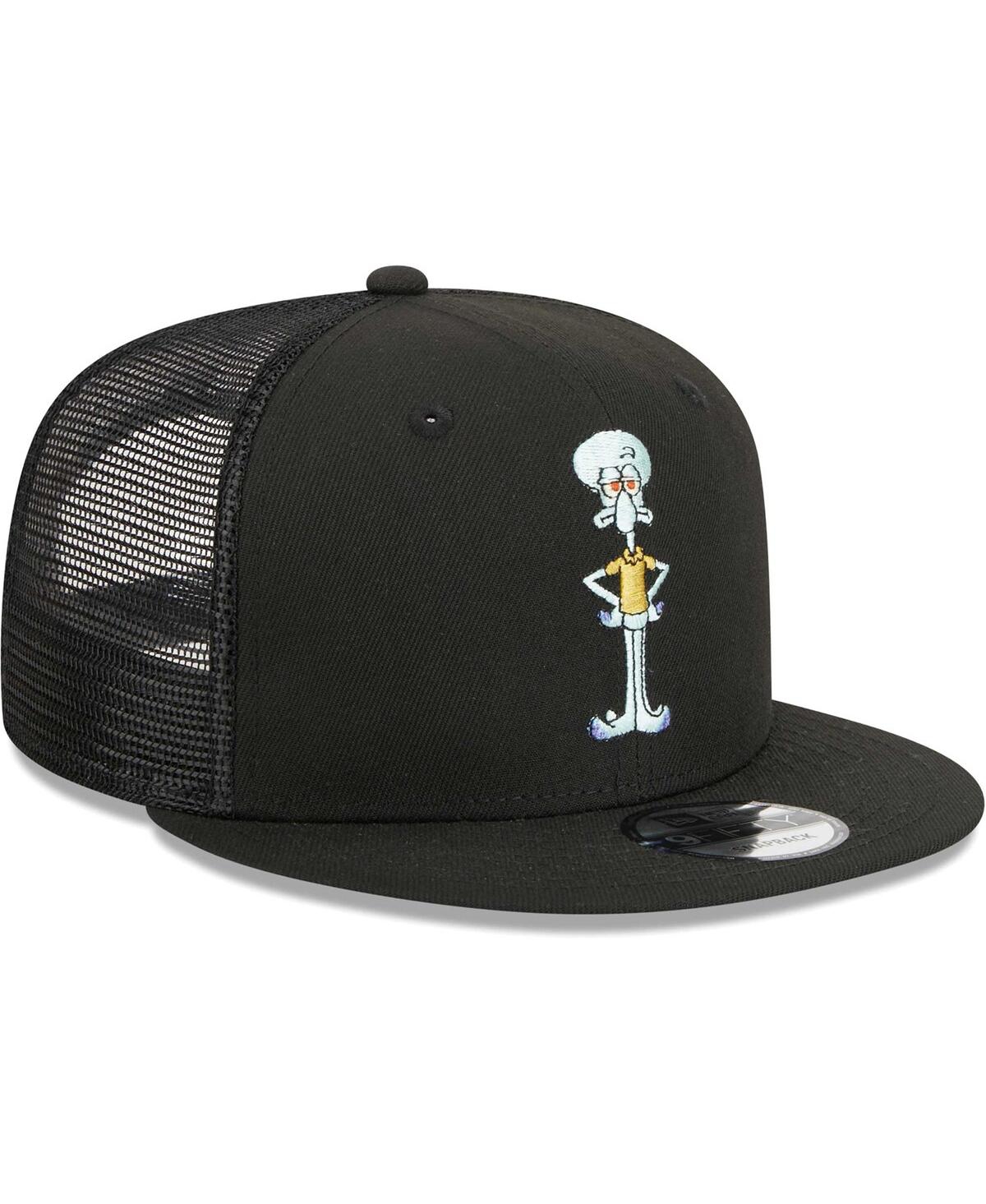 NEW ERA MEN'S NEW ERA BLACK SPONGEBOB SQUAREPANTS SQUIDWARD MESH TRUCKER 9FIFTY SNAPBACK HAT 