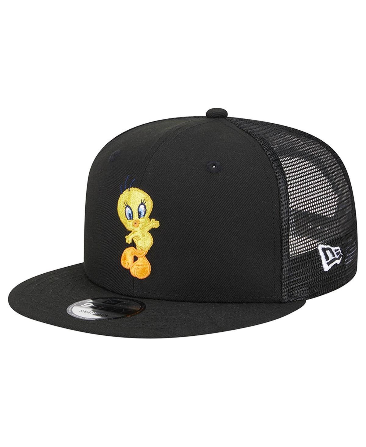 New Era Men's  Black Looney Tunes Tweety Trucker 9fifty Snapback Hat In Black