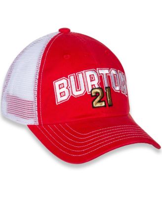 Women's Red, White Harrison Burton Name and Number Adjustable Hat