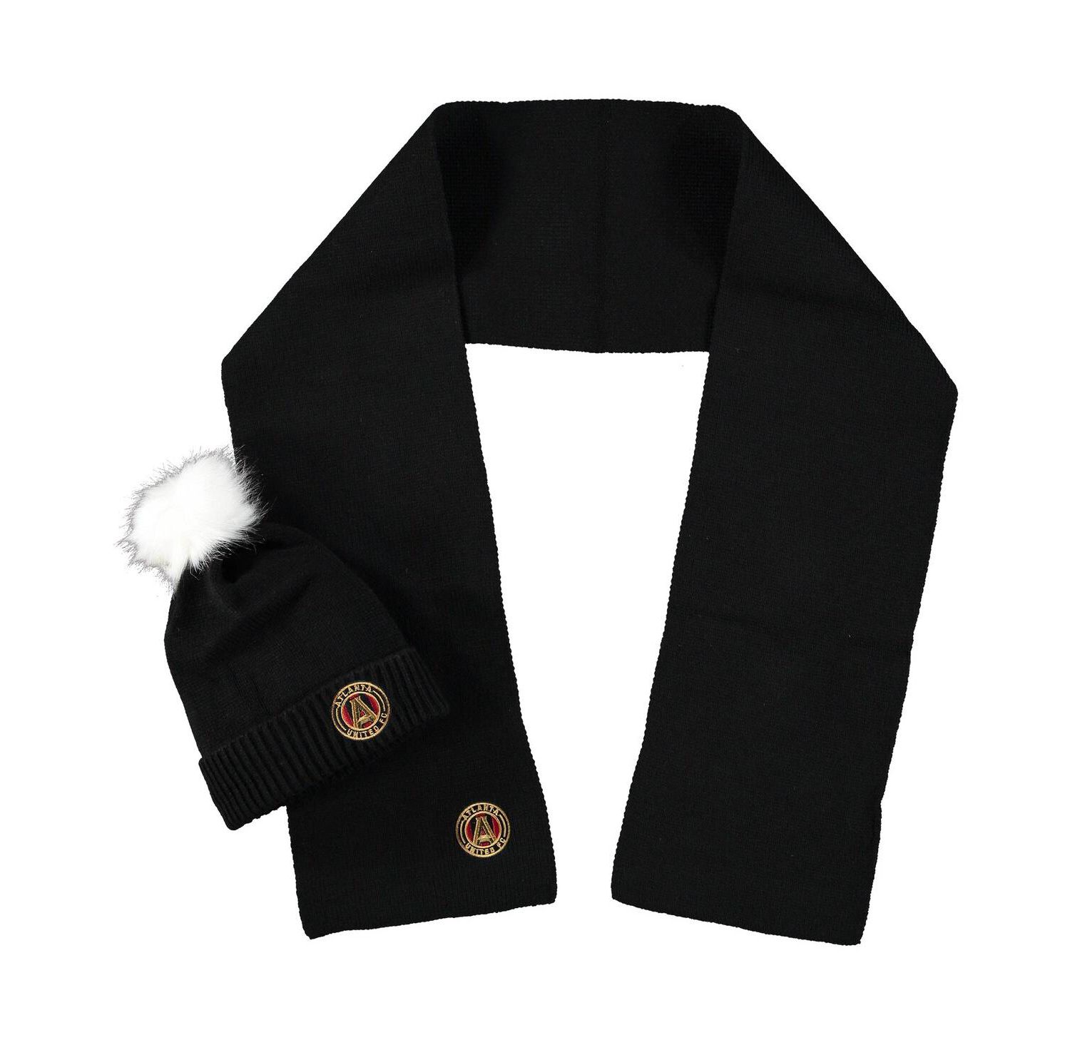 Women's Atlanta United FC Fuzzy Cuffed Pom Knit Hat and Scarf Set