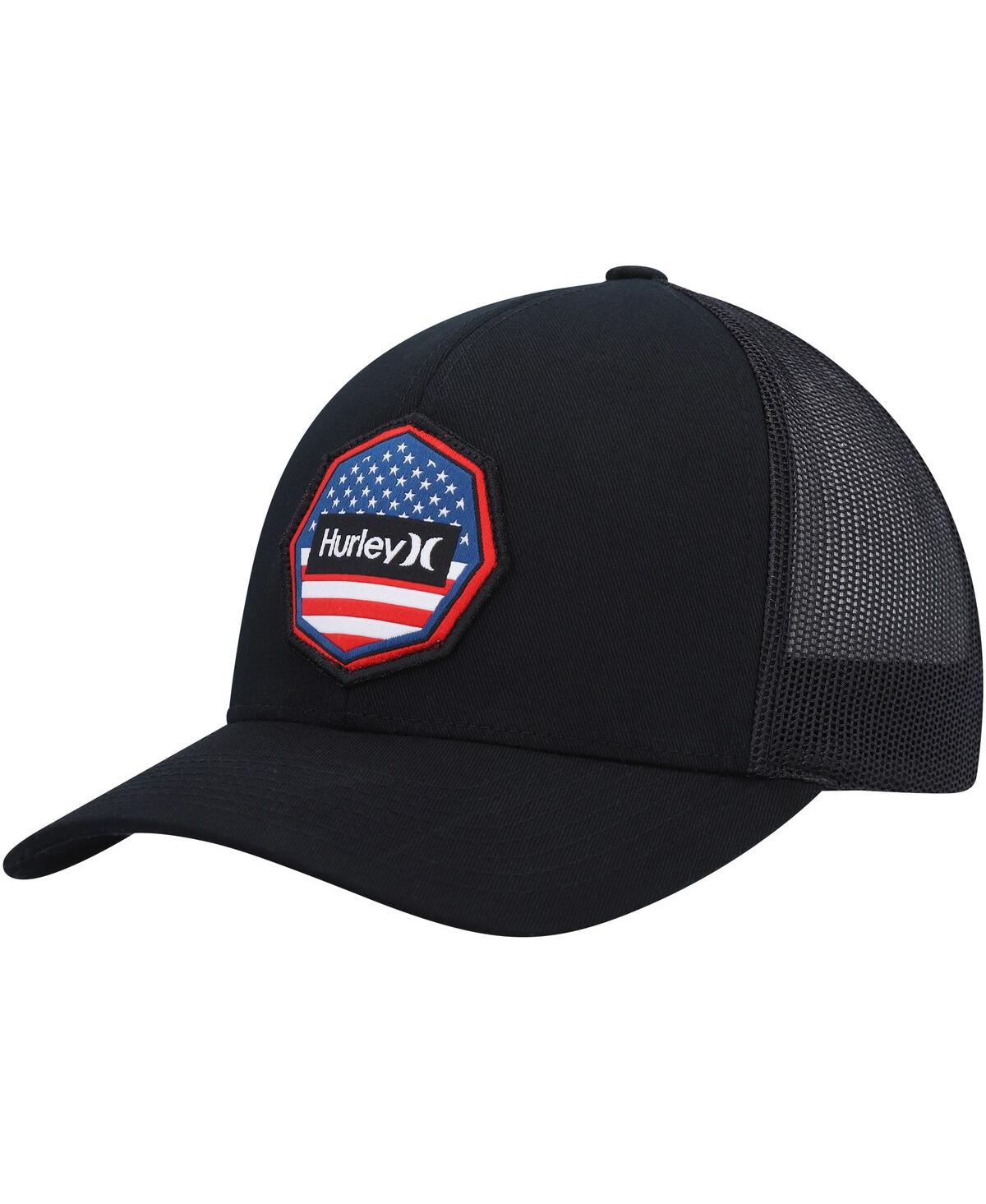 Hurley Men's  Black Ultra Destination United States Trucker Snapback Hat