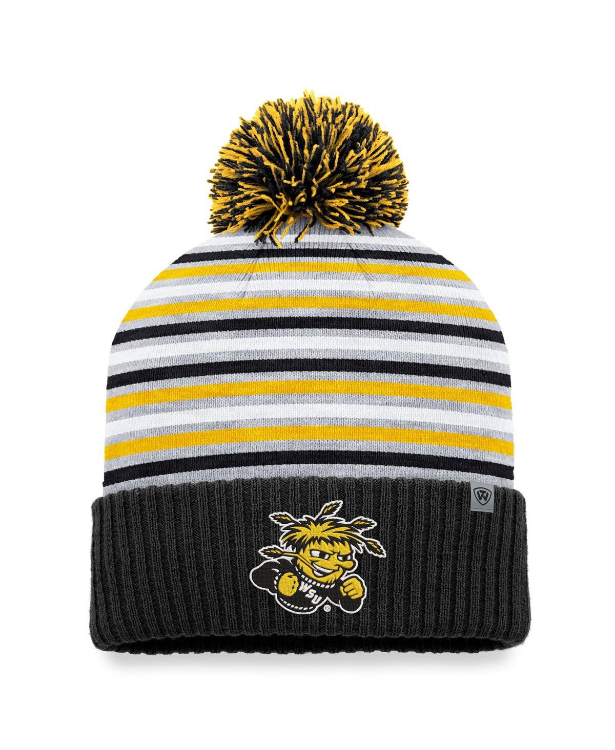 Top Of The World Men's  Black Wichita State Shockers Dash Cuffed Knit Hat With Pom In Black
