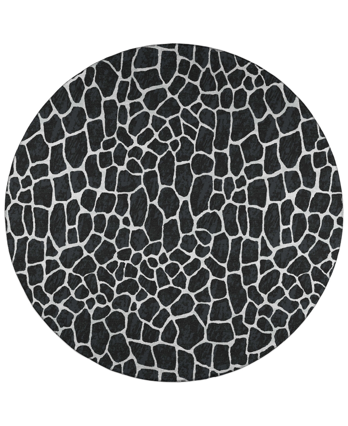 Addison Safari Outdoor Washable ASF34 8' x 8' Round Area Rug - Onyx
