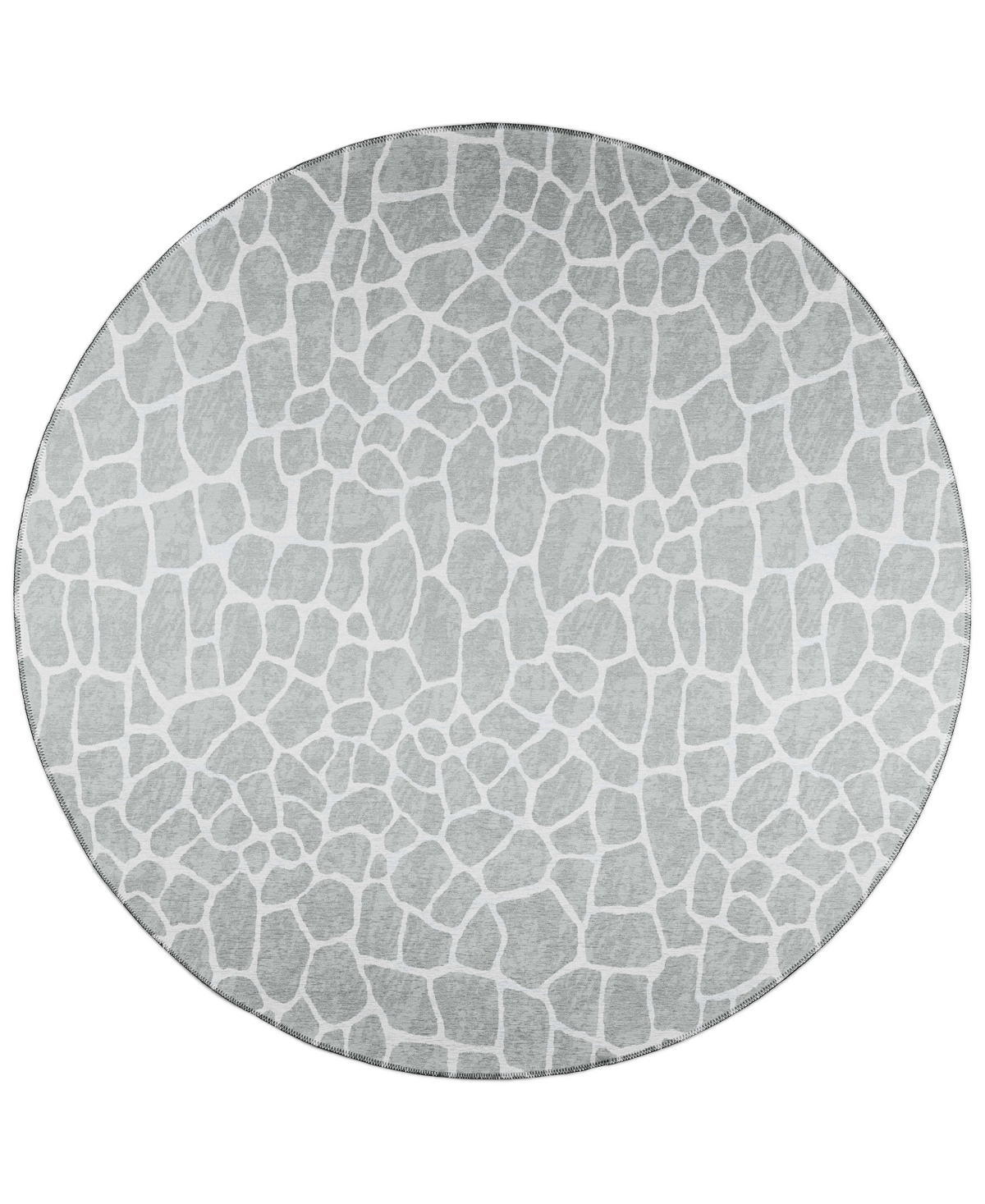 Addison Safari Outdoor Washable ASF34 8' x 8' Round Area Rug - Gray