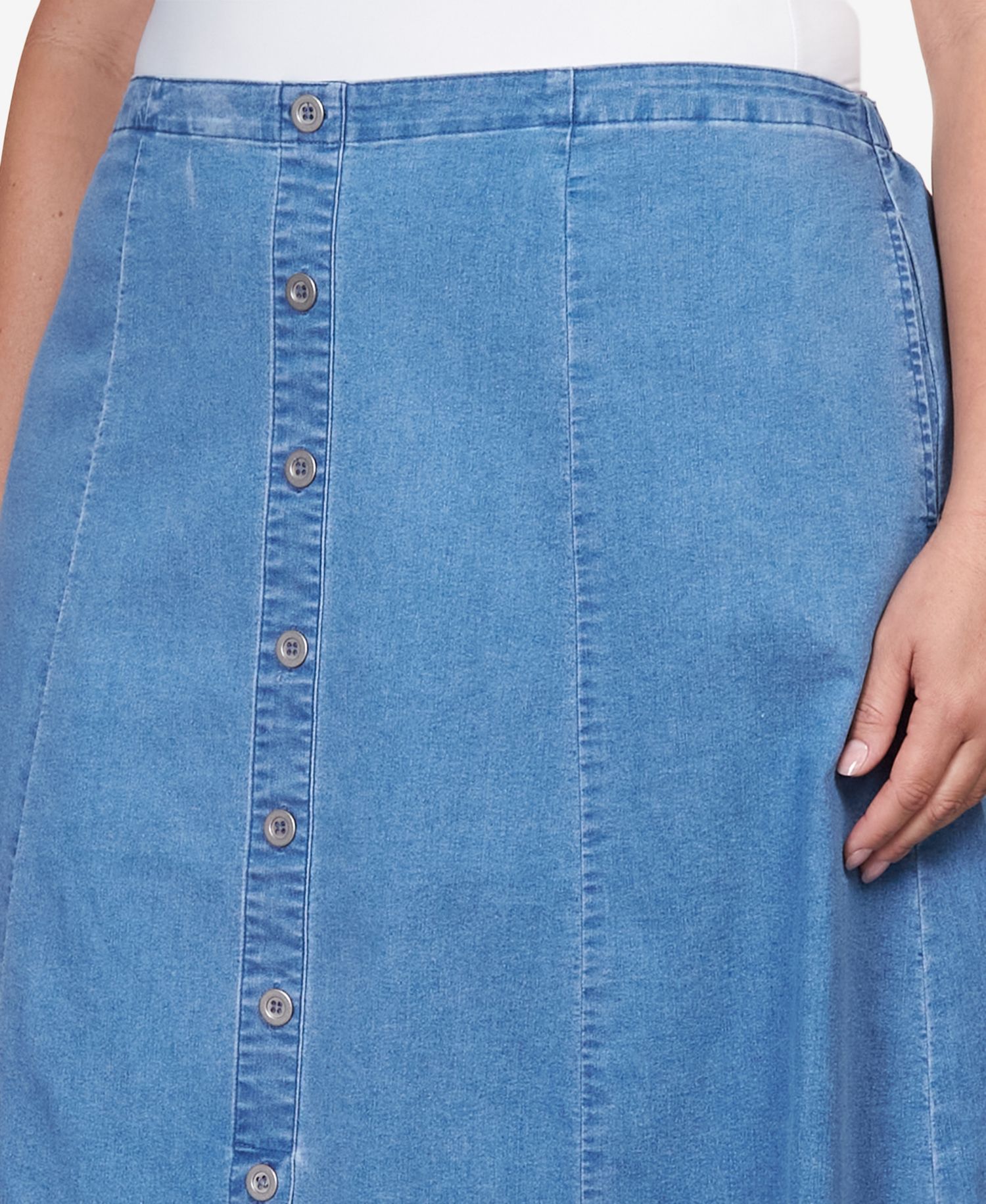 Plus Size Paneled Denim Skirt