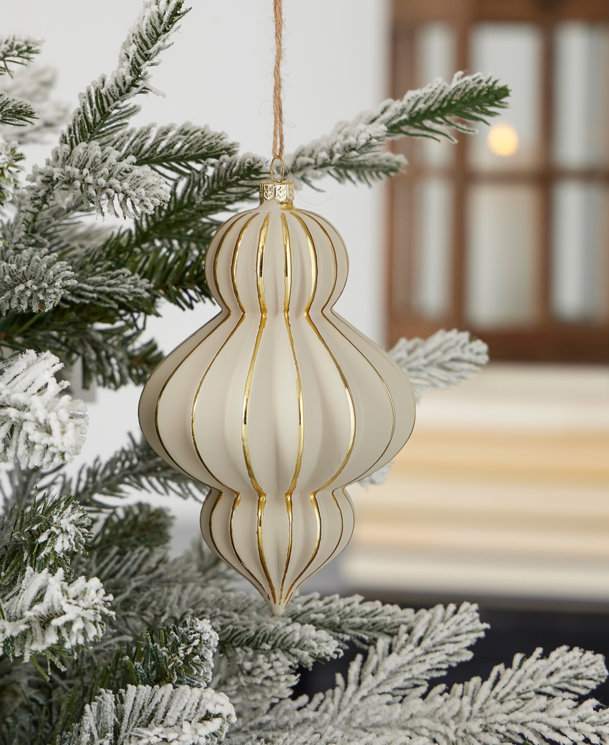 Shop Seasonal Gesso Finial Glass Ornament 120 Millimeter, Set Of 3 In Stone