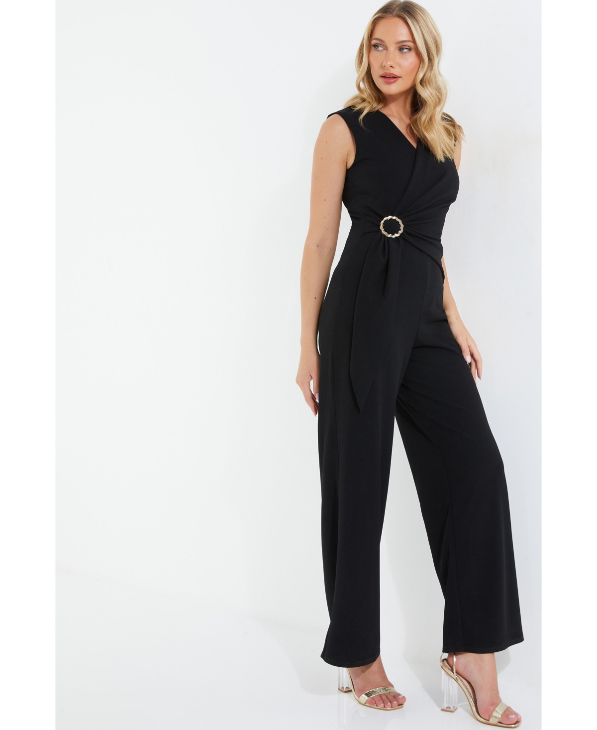 Quiz Women's Palazzo Jumpsuit With Embellished Buckle