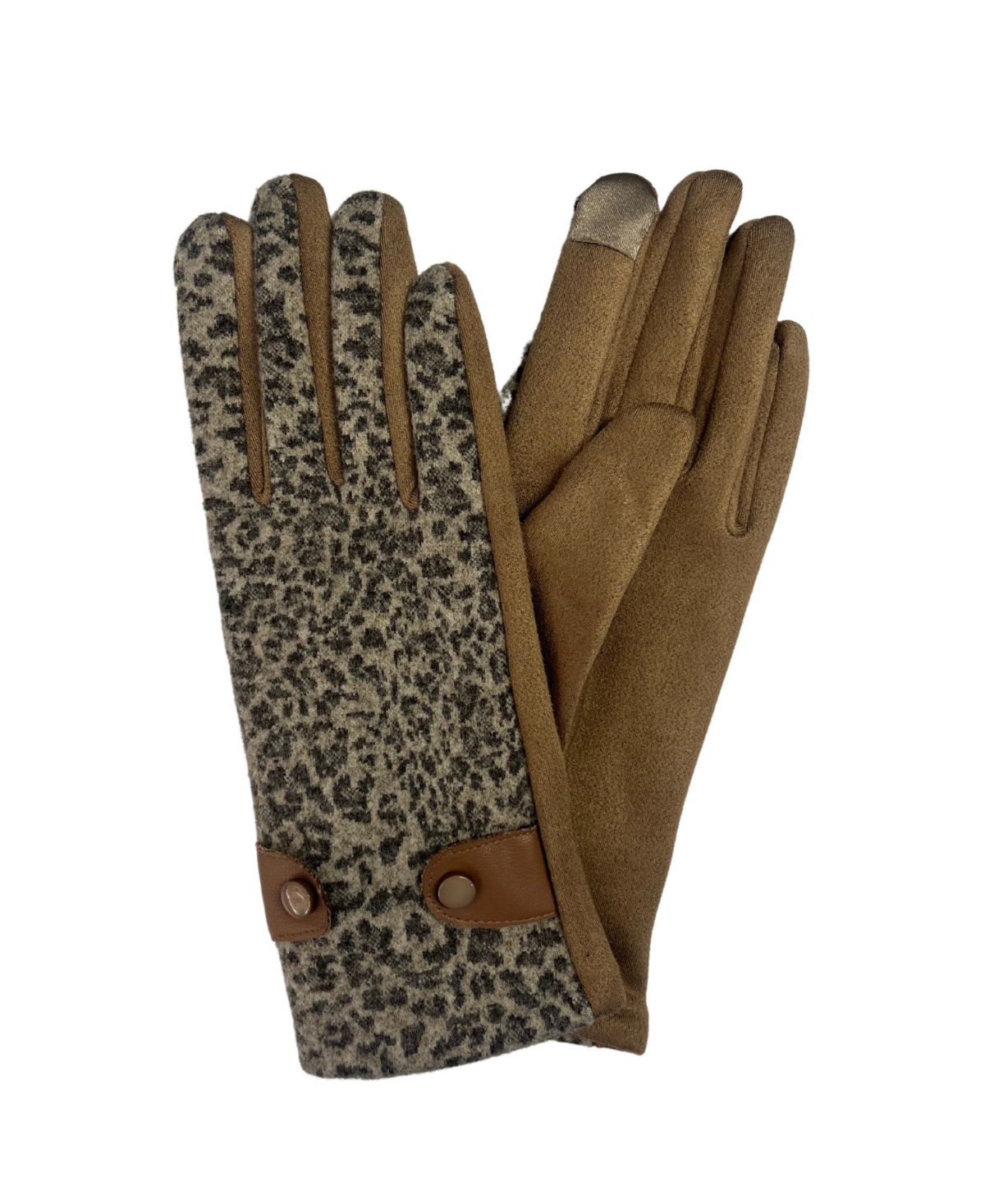 Marcus Adler Leopard Print Touchscreen Jersey Glove In Camel