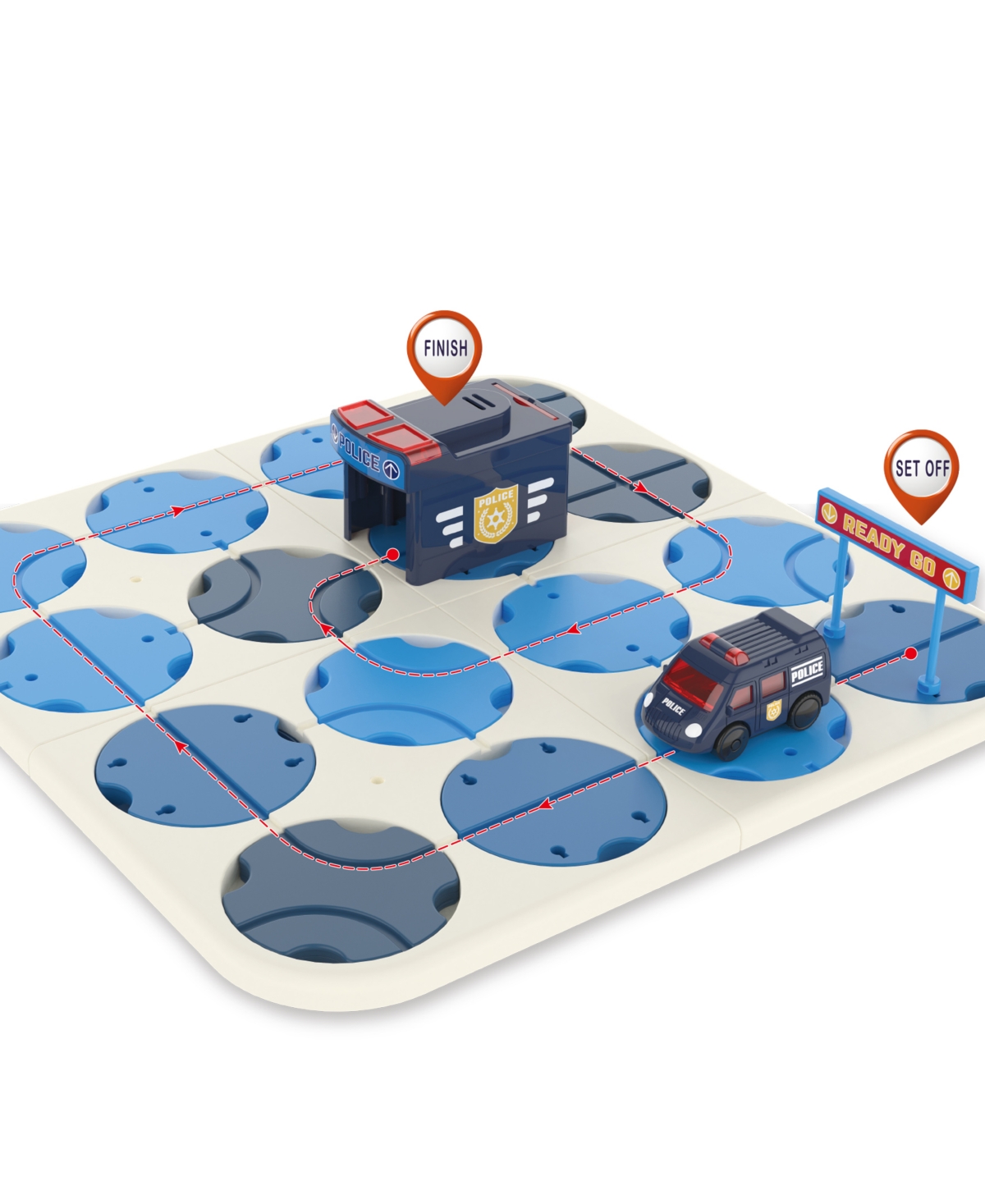 Shop Flipo A-maze Tracks Diy Track Maze Set With Battery Powered Police Car, 34 Piece Set In Blue