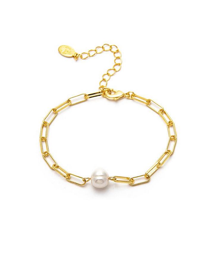Rivka Friedman Paper Clip Chain and Fresh Water Pearl Accent