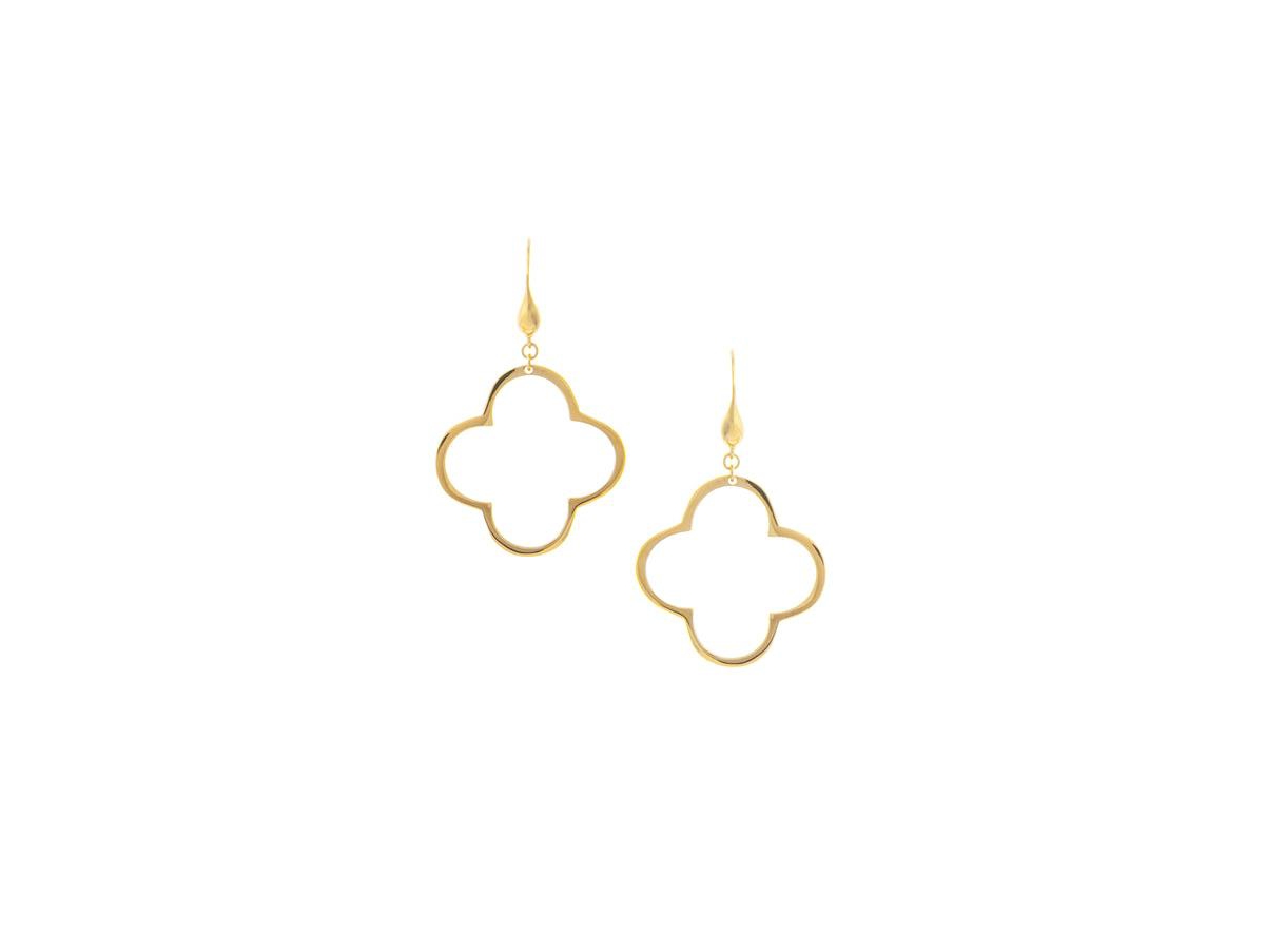 Polished Clover Drop Earrings - Gold