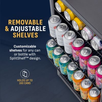 160 Can Freestanding Beverage Fridge in Stainless Steel with Split Shelf and Precision Digital Thermostat