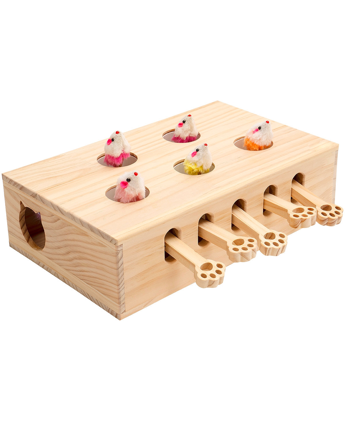 Interactive Whack-a-mole Cat Toys - Solid Wood - Indoor Cats Kitten Catch Mice Game - Wood