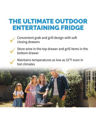 24" Built-in 20 Bottle and 80 Can Dual Drawer Indoor/Outdoor Wine and Beverage Fridge in Weatherproof Stainless Steel with Easy Glide Casters