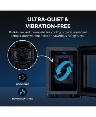 Shadow-T Series Wine Cooler Refrigerator, 6 Bottle Countertop Mirrored Compact Wine Cellar with Triple-Layer Tempered Glass Door, Vibration-Free & Ultra-Quiet Thermoelectric Cooling for Reds, Whites, and Sparkling Wine, Mini Wine Fridge