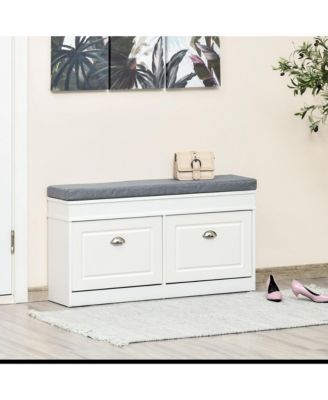 Shoe Bench, Storage Organizer W/ 2 Drawers, Holds 8 Pairs,