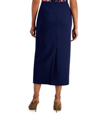 Women's Stretch Crepe Column Midi Skirt