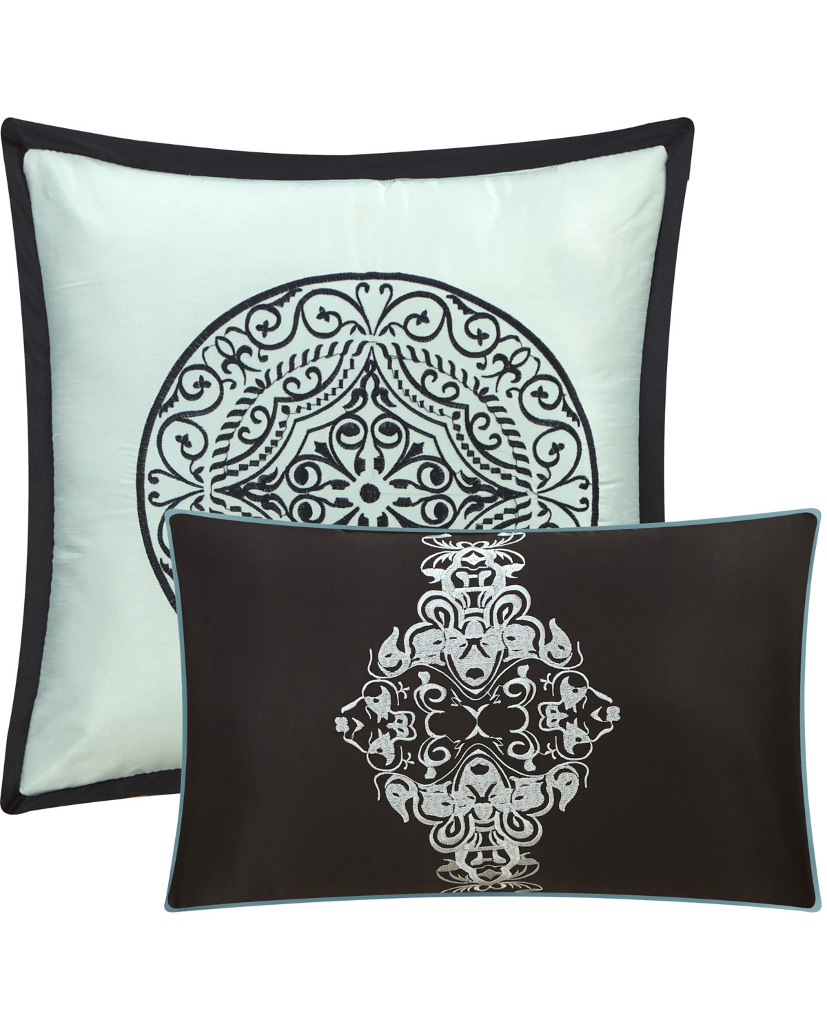 Shop Nanshing Arabesque 8-piece Comforter Set, Black/blue, King In Black,blue
