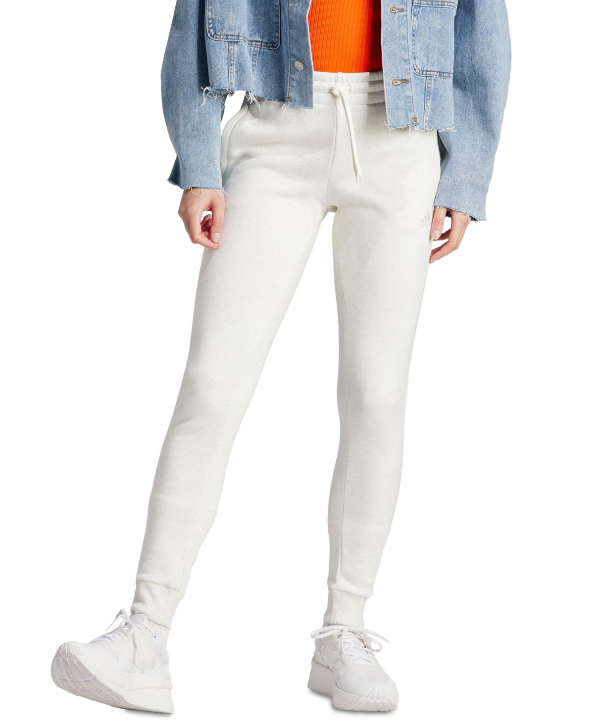 Shop Adidas Originals Women's 3-stripe Cotton Fleece Sweatpant Jogger In Off White Mel,white