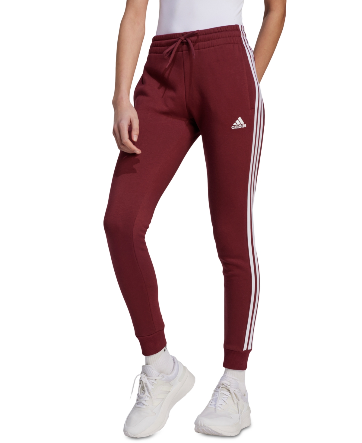 Adidas Originals Women's 3-stripe Cotton Fleece Sweatpant Jogger In Shadow Red,white
