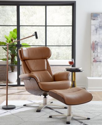 Macy's Janer Leather Swivel Chair Collection Created For Macys In Black