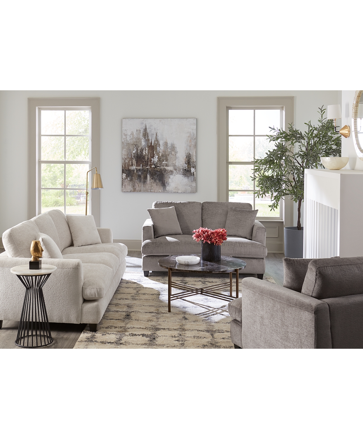 Shop Macy's Dezyon 87" Fabric Sofa, Created For  In Ivory