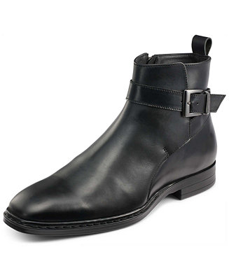 KARL LAGERFELD PARIS Men's Leather Side-Zip Buckle Boots - Macy's