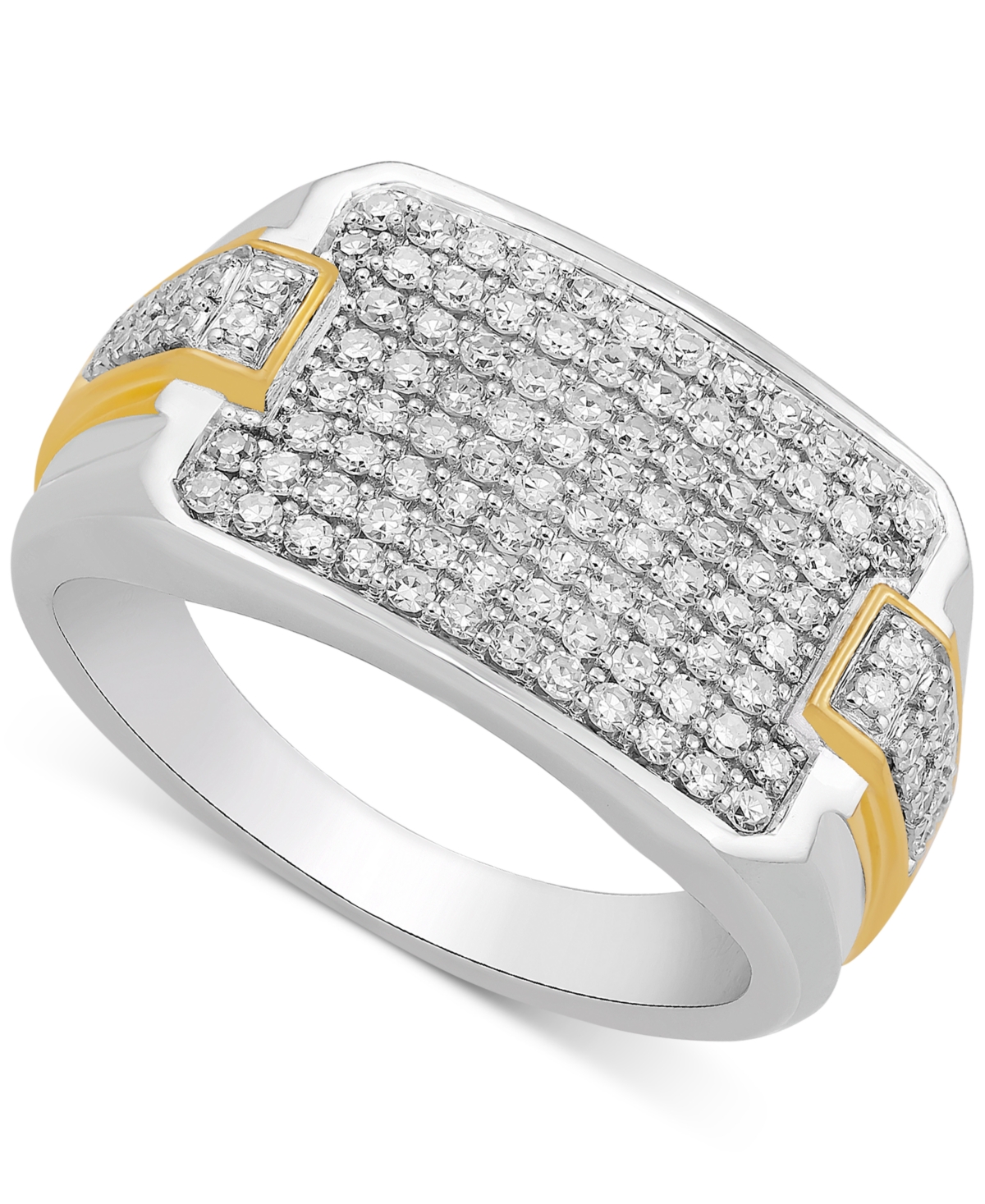 Macy's Men's Diamond Cluster Ring (1 Ct. T.w.) In 10k Two-tone Gold In White Gold