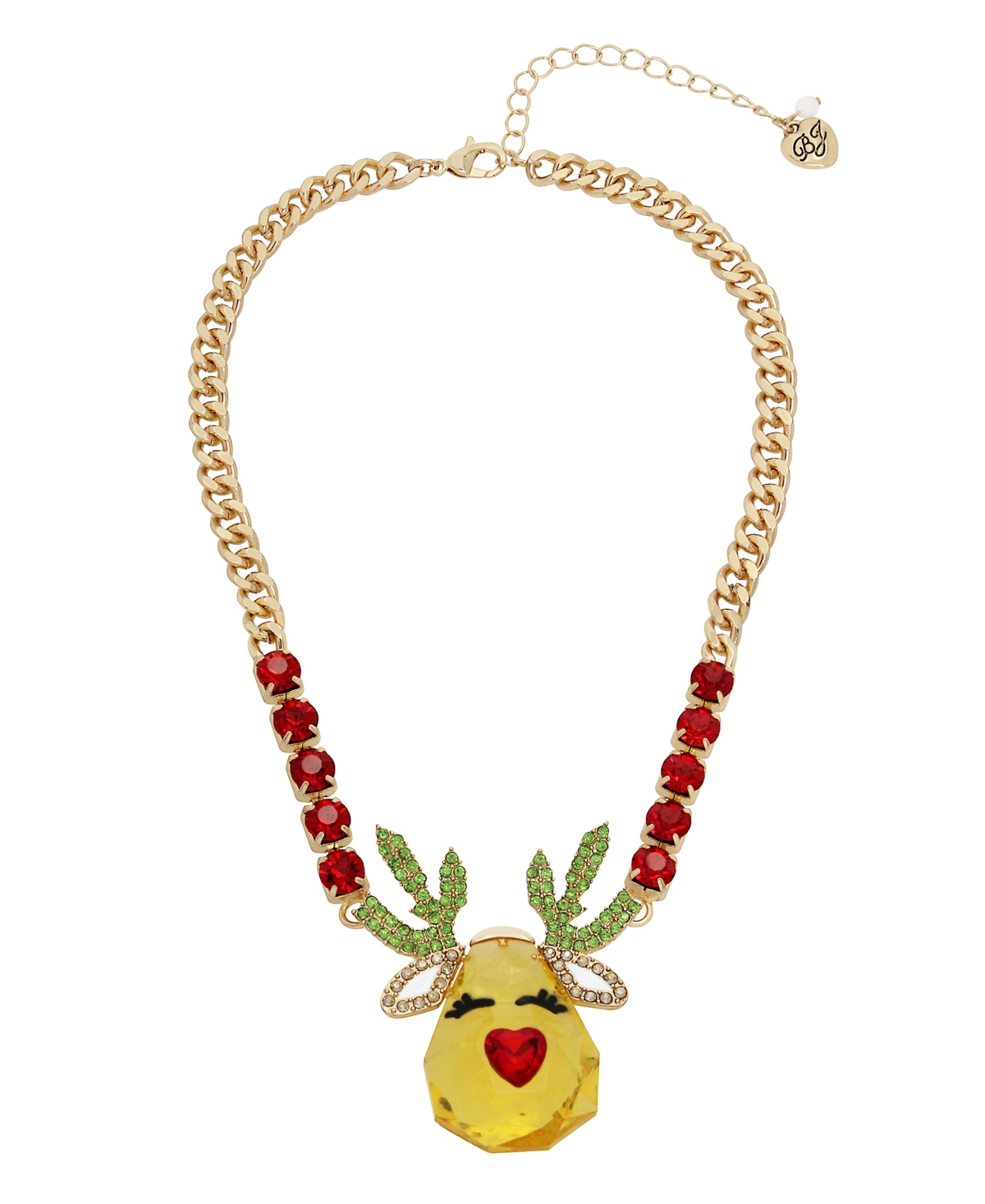 Betsey Johnson Faux Stone Reindeer Pendant Necklace In Brown