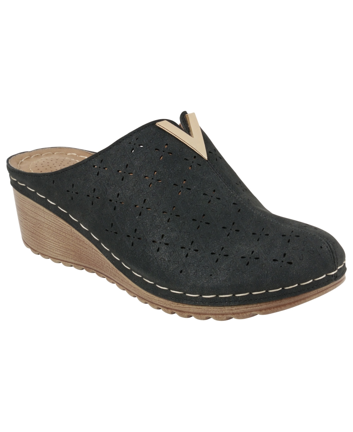 Gc Shoes Women's Camille Slip-on Perforated Wedge Mules In Black