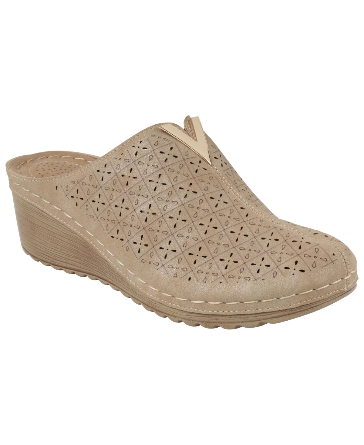 Gc Shoes Women's Camille Slip-on Perforated Wedge Mules In Taupe