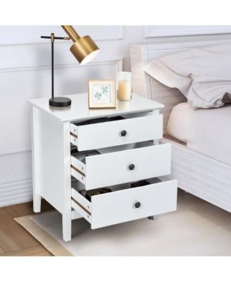 Nightstand Beside End Side Table Organizer with 3 Drawers