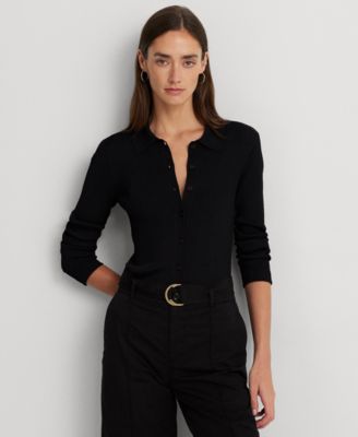 Lauren Ralph Lauren - Women's Rib-Knit Long-Sleeve Polo Cardigan