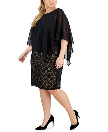 Connected Plus Size Chiffon-Overlay Lace Sheath Dress - Macy's