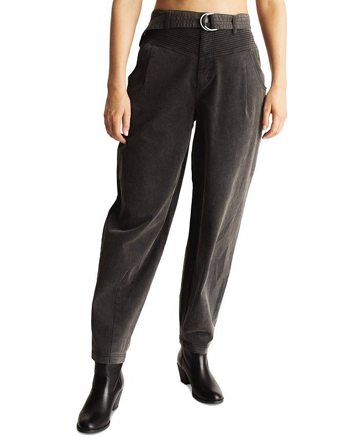 Frye Women's Belted Barrel-Leg Trapunto-Stitch Denim Jeans - Macy's