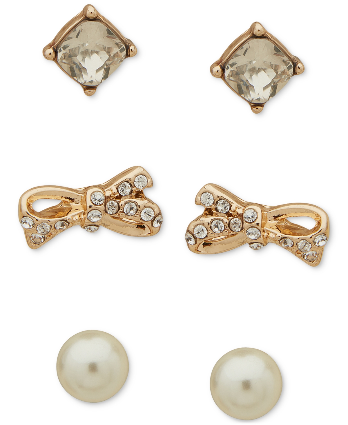 Shop Anne Klein Snowflake Ornament & Gold-tone 3-pc. Earrings Set In Multi