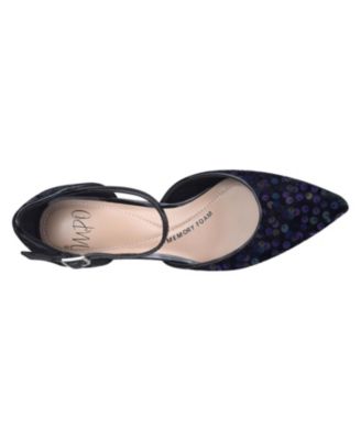 Women's Edmee Pointed Toe Kitten Heel Ankle Strap Pumps