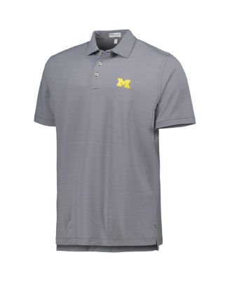 Men's Navy Michigan Wolverines Jubilee Striped Performance Jersey Polo Shirt