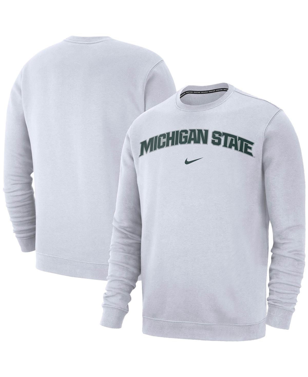 Shop Nike Men's  White Michigan State Spartans Club Fleece Sweatshirt