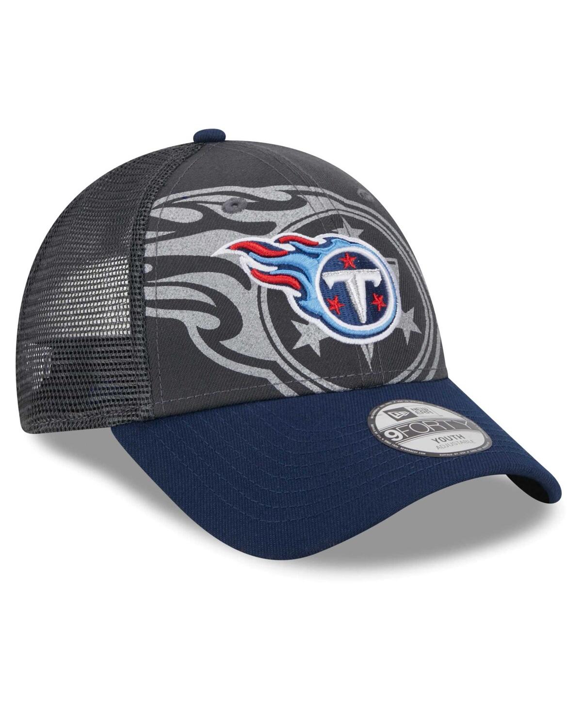 Shop New Era Preschool Boys And Girls  Graphite, Navy Tennessee Titans Reflect 9forty Adjustable Hat In Graphite,navy