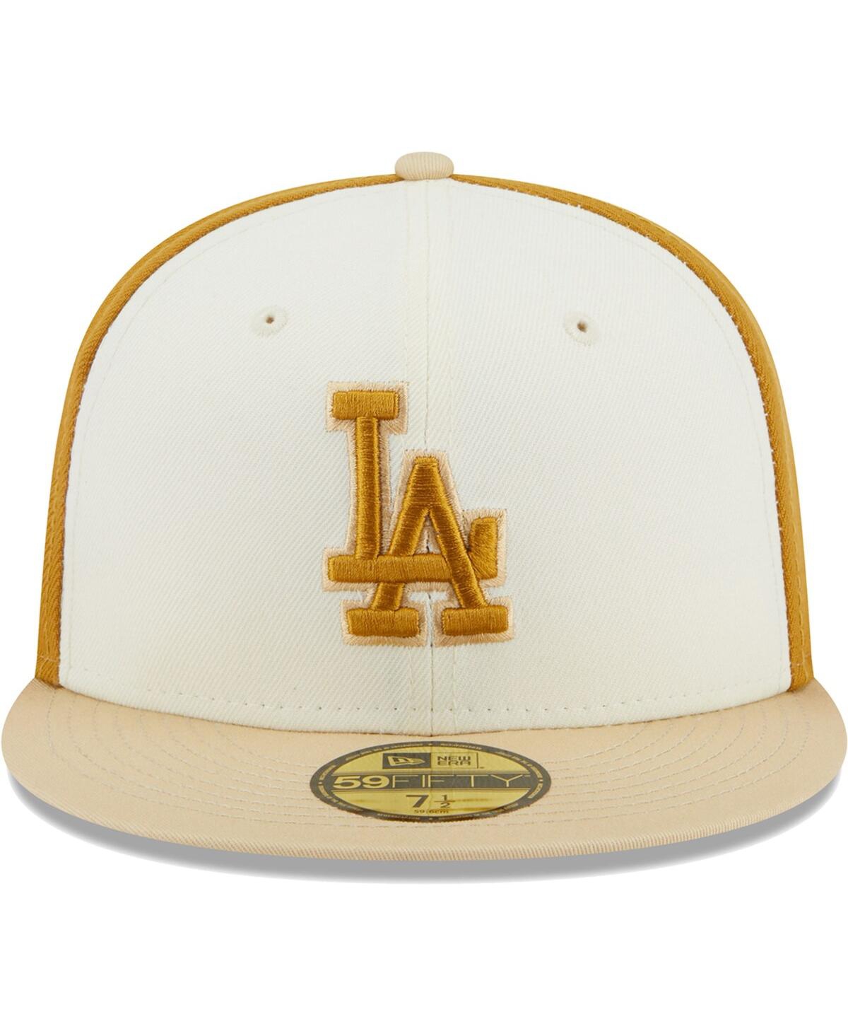 NEW ERA MEN'S NEW ERA CREAM, GOLD LOS ANGELES DODGERS CHROME ANNIVERSARY 59FIFTY FITTED HAT 