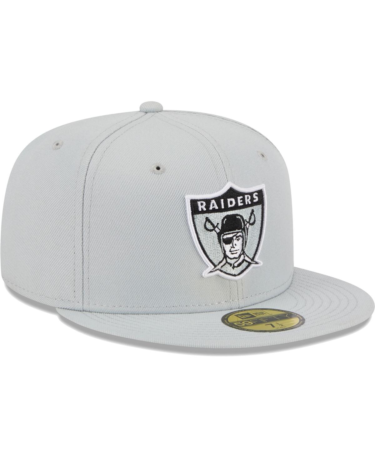 New Era Men's  Gray Las Vegas Raiders Throwback Main 59fifty Fitted Hat In Gray