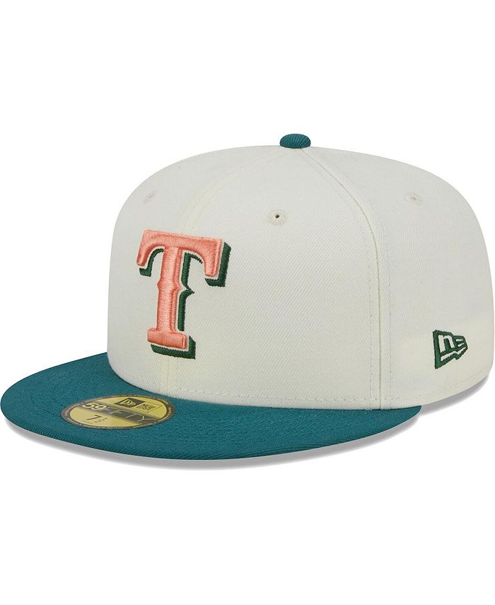 New Era Men's Cream Texas Rangers Chrome Evergreen 59FIFTY Fitted Hat ...