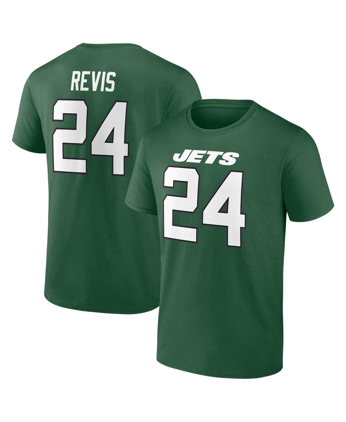 Fanatics Men's  Darrelle Revis Green New York Jets Retired Player Icon Name And Number T-shirt
