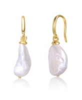 Genevive Elegant Sterling Silver & 14K Gold-Plated Baroque Pearl Dangle Earrings - Gold