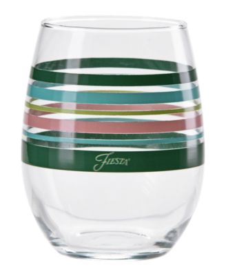 Tropical Stripes Stemless Wine Glasses, Set of 4