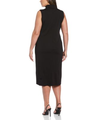 Plus Size Funnel Neck Sleeveless Dress