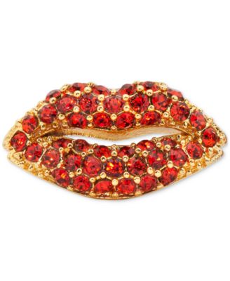 Gold-Tone Crystal Lip Stud Earrings