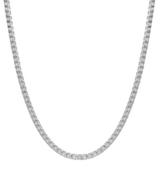 Mens Diamond 24 Tennis Necklace In Sterling Silver