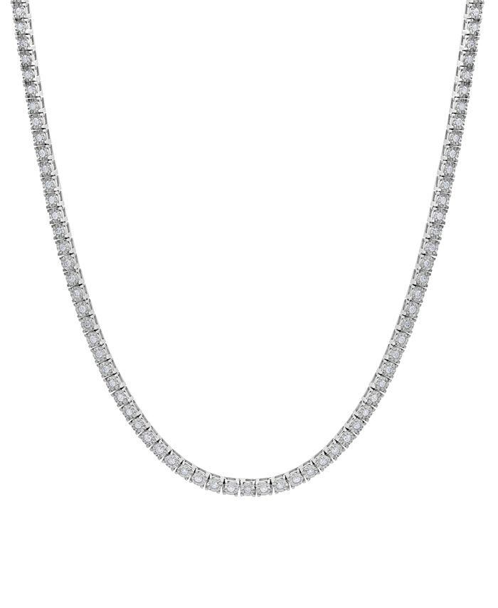 Men's Diamond 24 Tennis Necklace (4 Ct. t.w.) in Sterling Silver - Silver